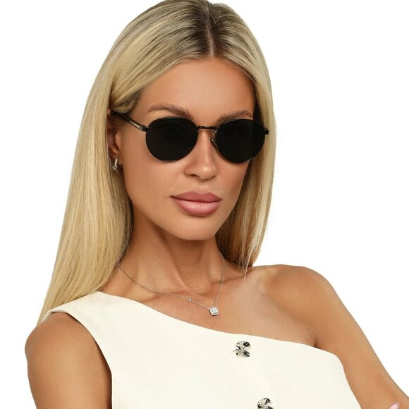 Prada PRB51S Polarized Sunglasses – Black Round Frame Black | Model 1AB5Z1 main image 6